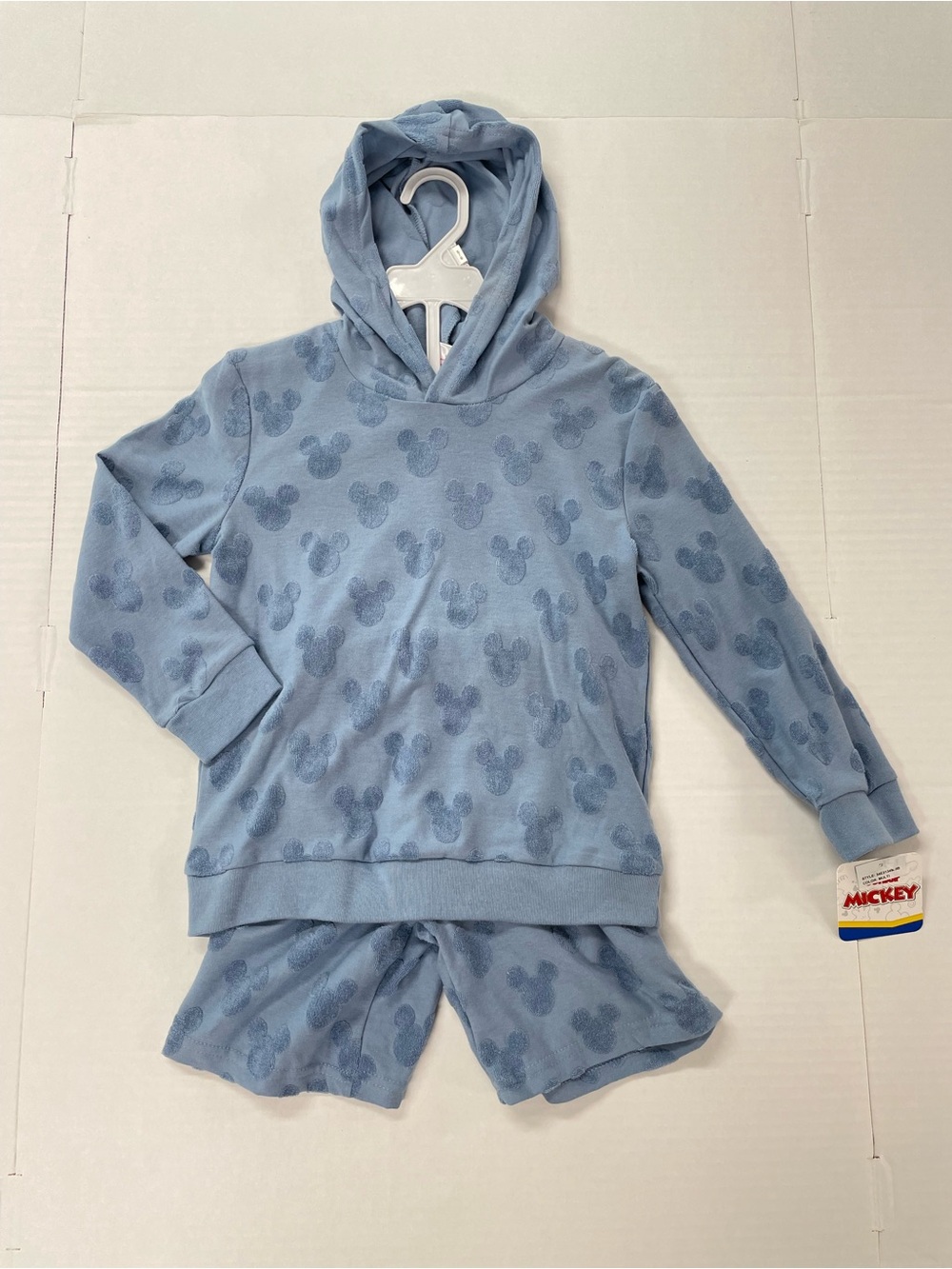 NWT Disney Junior 5/6 Mickey Hoodie Shorts Set Blue Icon Mouse Logo Vacation FL